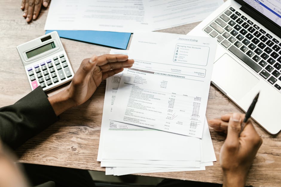 professional accountant analyzing tax documents and financial reports
